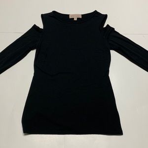 Black Philosophy Cold Shoulder Long Sleeve Shirt